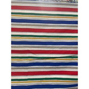 Vintage Cranston Crantex USA Multi-Color Striped Cotton Fabric 44" x 104"